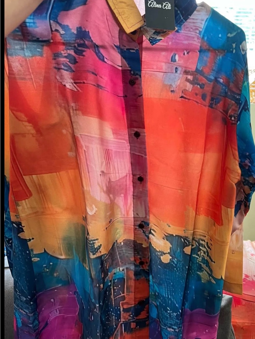 Men's Multicolor Abstract Print Button-Up Shirt and Pant set